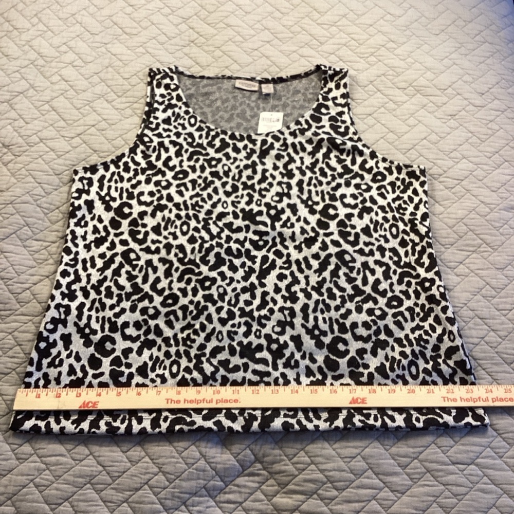 Chico's Black and Gray with Sparkle Leopard Print Tank Top Chico's Sz 3 (XL) - Picture 4 of 9